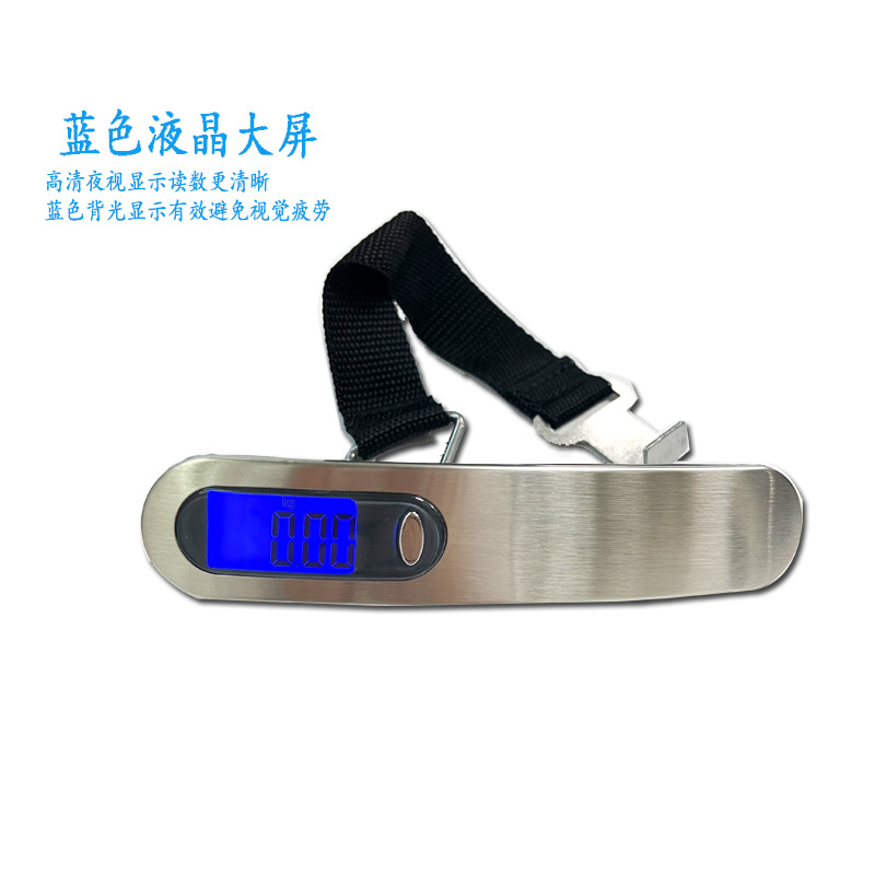 Báscula portátil digital de acero inoxidable, pesa equipaje o pesca hasta 50 kg, pantalla LCD de alta precisión