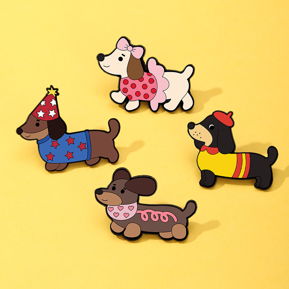 Cute Pet Cartoon Brooch, Animal Metal Badge Pin, Clothing Pin, Trendy Accessories
