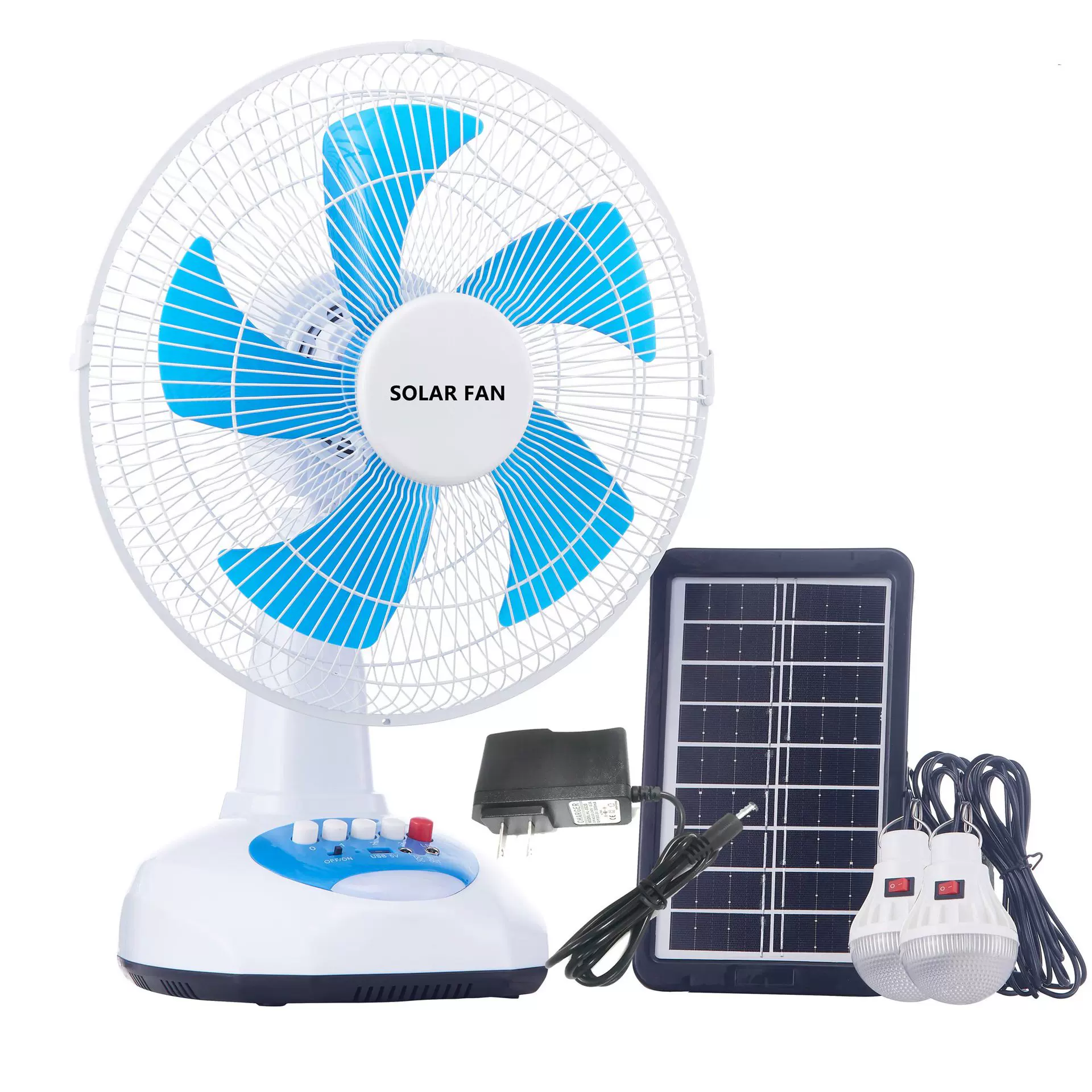 外贸热卖12寸太阳能台式电风扇超长续航家用学生宿舍户外摆摊大风