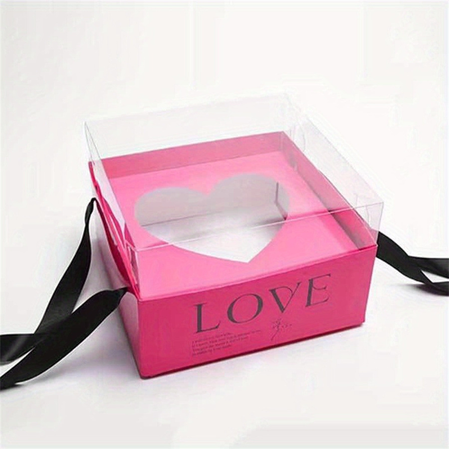 Caja de cártamo neto, espejo plegable, caja portátil, caja de regalo de flores, caja de flores de San Valentín, caja portátil de amor de PVC al por mayor