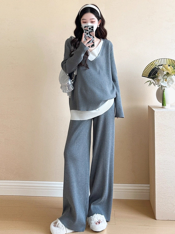 婧麒孕妇套装新款秋冬孕期随性慵懒假两件套孕妇装孕妈高级穿搭女|undefined