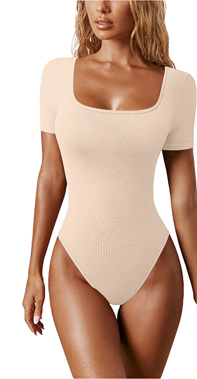 Transfronterizo europeo y americano Amazon AliExpress verano nuevo comercio exterior ropa de mujer cuello cuadrado color sólido manga corta mono apretado
