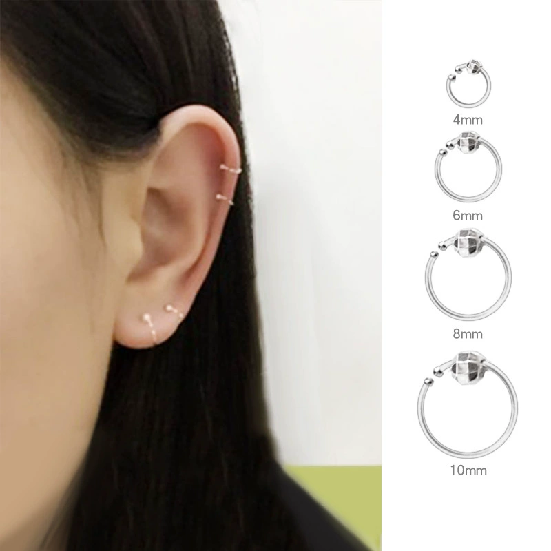 Small earrings, fashionable silver bracelet, 4mm, internet celebrity