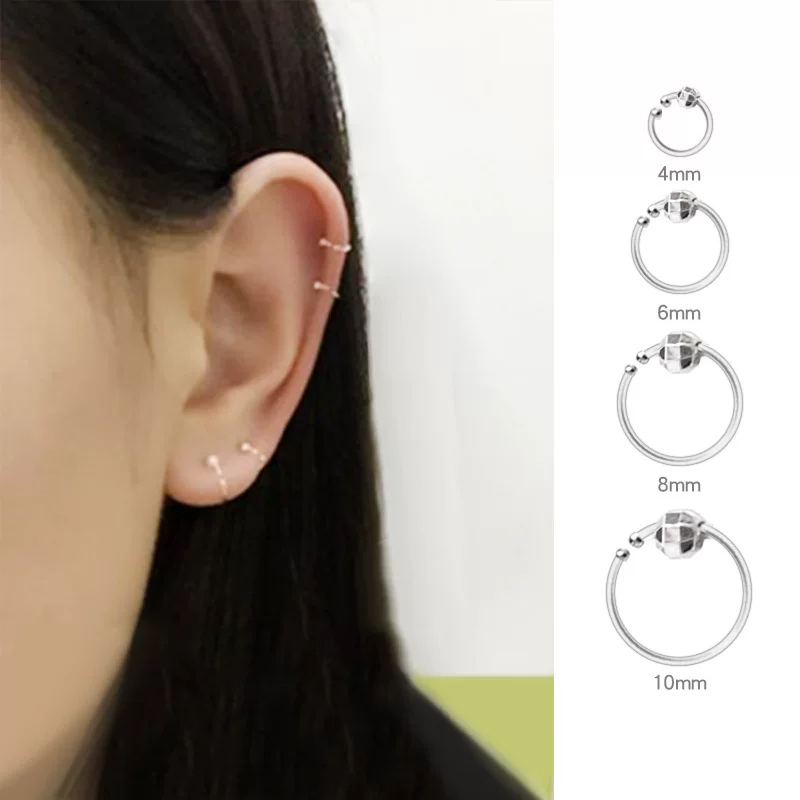 Small earrings, fashionable silver bracelet, 4mm, internet celebrity