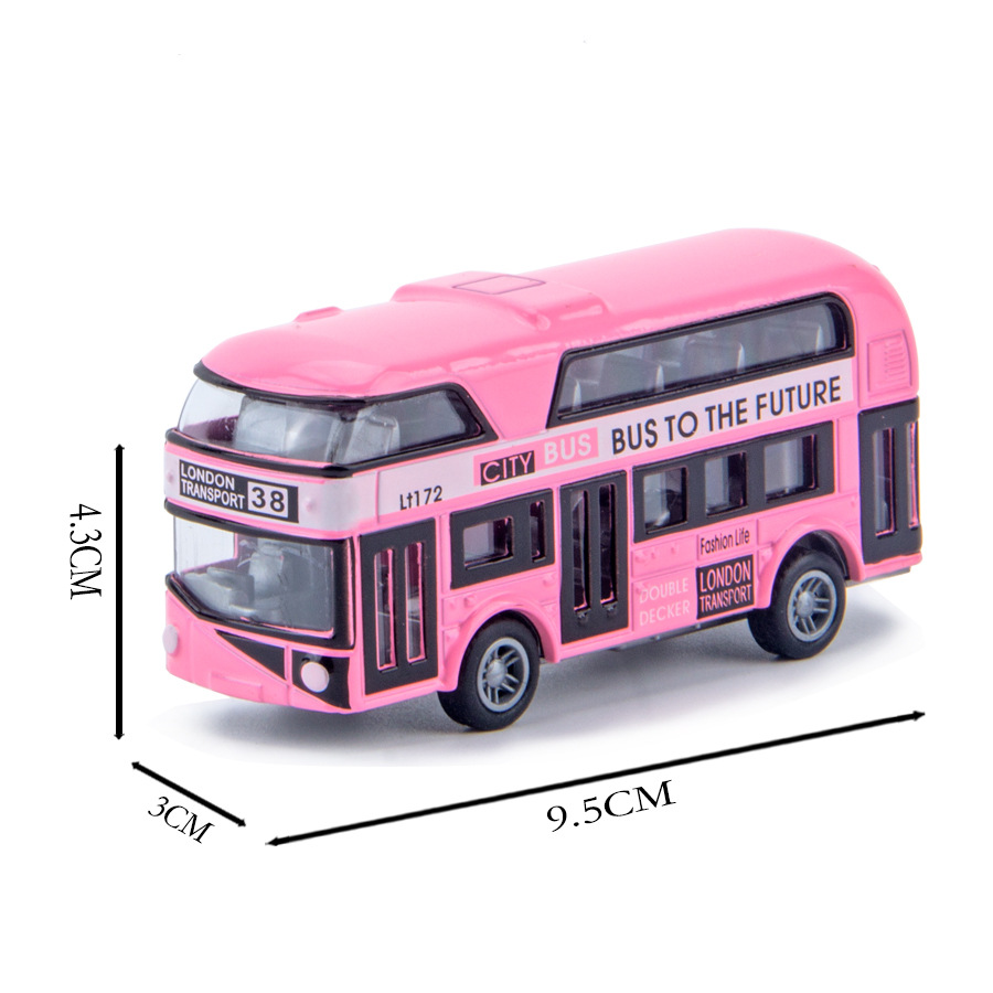 TikTok Los fabricantes de automóviles de juguete para niños suministran el modelo de simulación de autobús de dos pisos Tire hacia atrás el logotipo fijo del automóvil de aleación