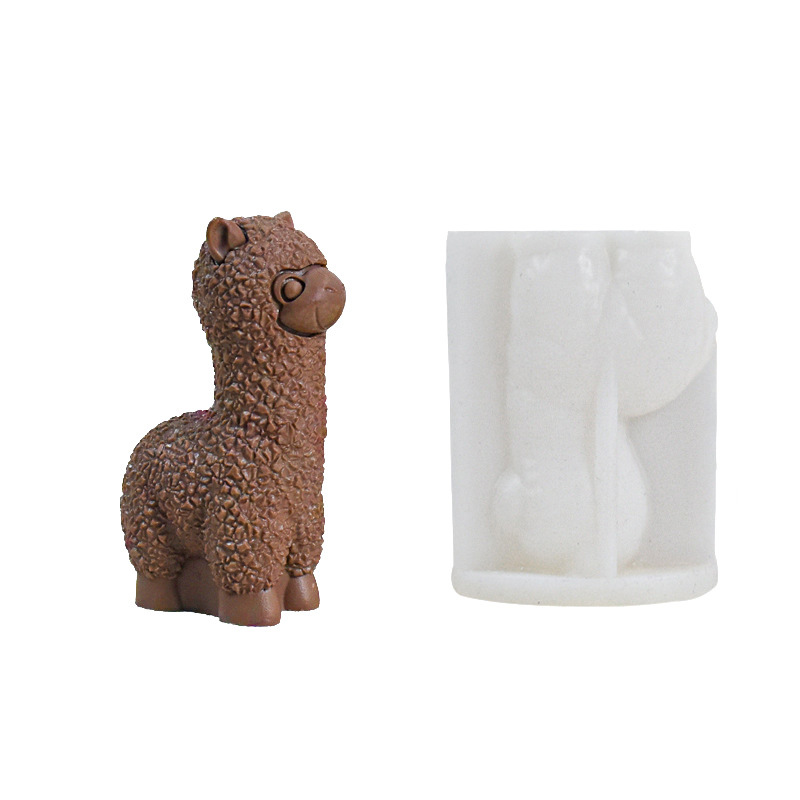 Molde de silicona estilo coreano Ins para alpaca, molde realista de animal de resina para adornos, molde para velas de aromaterapia, en stock.