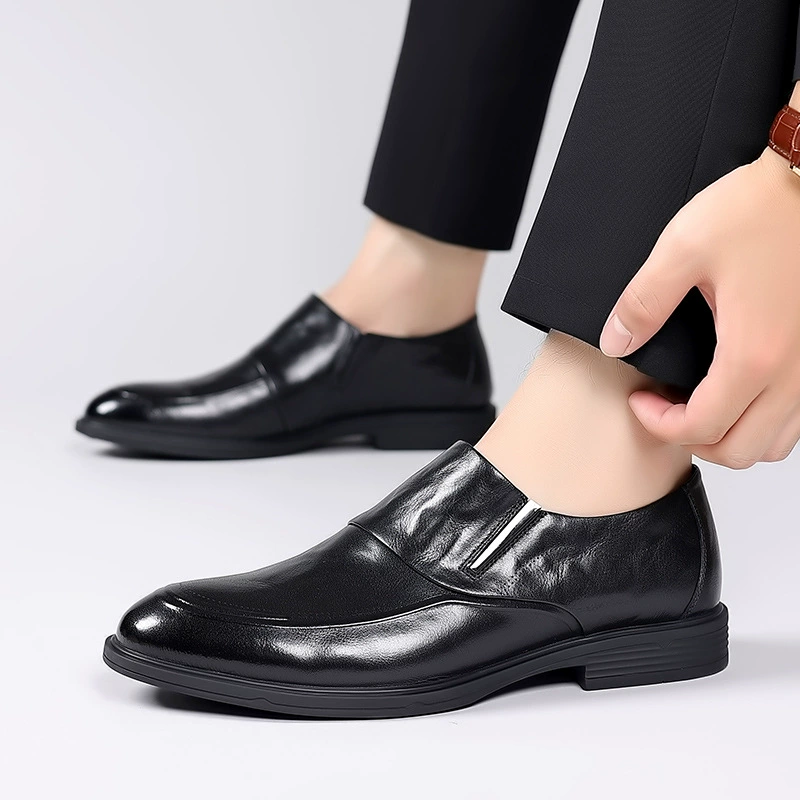 Footwear, elite men's demi-season classic suit jacket English style for leather shoes, helmet pointy toe, wedding shoes, genuine leather, autumn