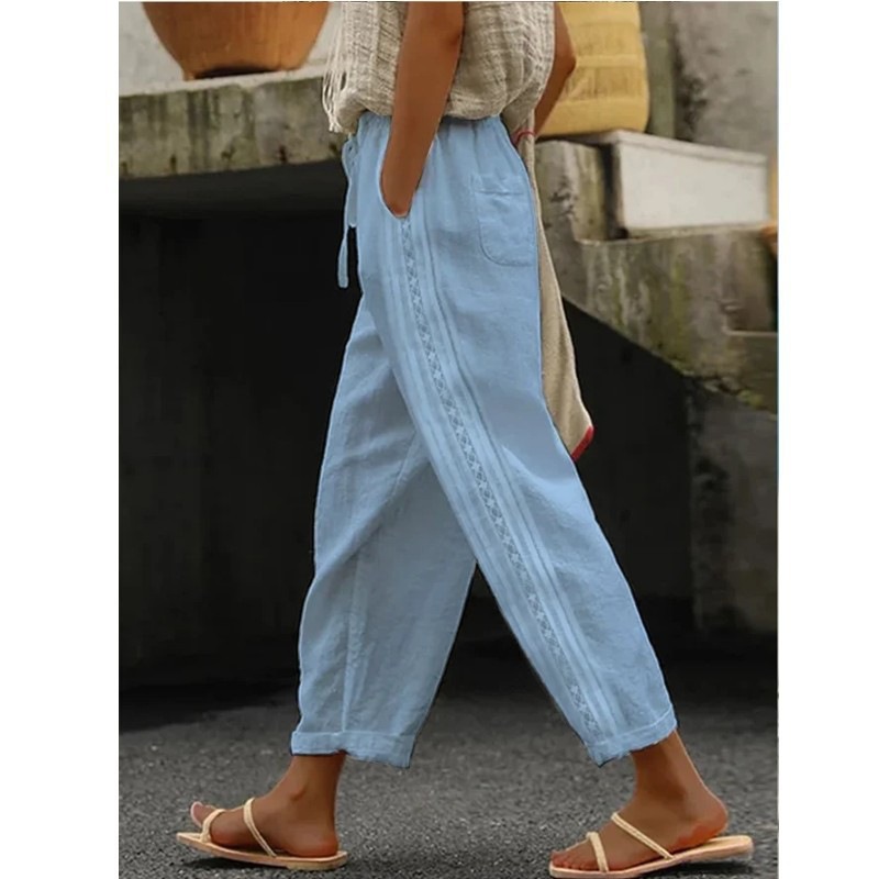 Women's Wide-Leg Casual Trousers Loose Fit Comfort Flowy Pants For Everyday Wear_ecoleips.com