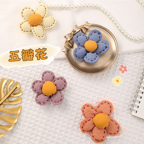 Japanese and Korean style chiffon five-petal flower brooch cartoon animal jewelry accessories diy pendant cute bag jewelry accessories