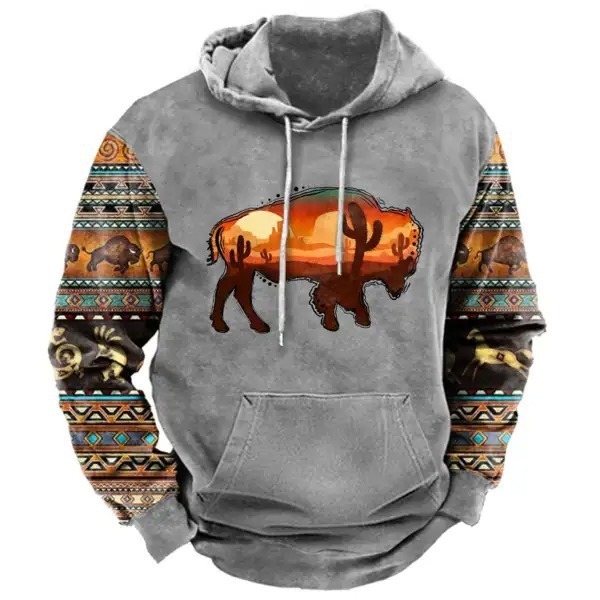 2025 otoño e invierno transfronterizo wish nuevo suéter estilo étnico animal estampado 3D casual cómodo suéter con capucha