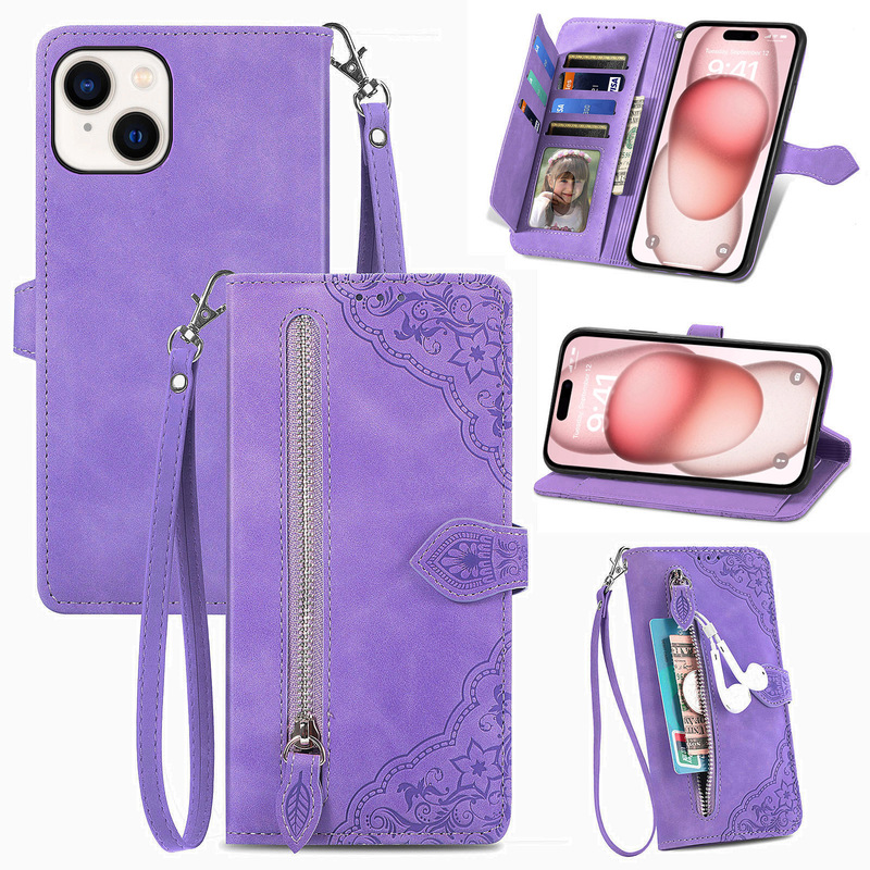 Apple 16E Mobile Phone Case Suitable for Iphone17Pro Mobile Phone Leather Case Flip Cover Embossed Card 17 Apple 14 Leather Case