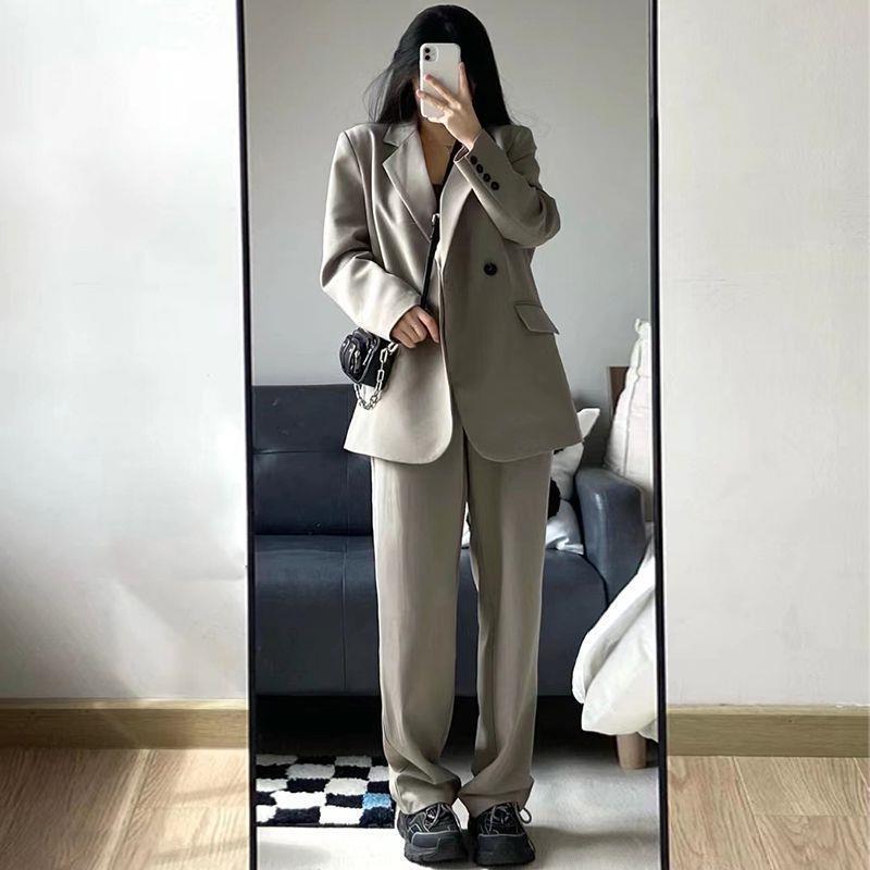 时尚休闲西装外套女装2025春秋新款韩版宽松显瘦两件套西服套装|undefined