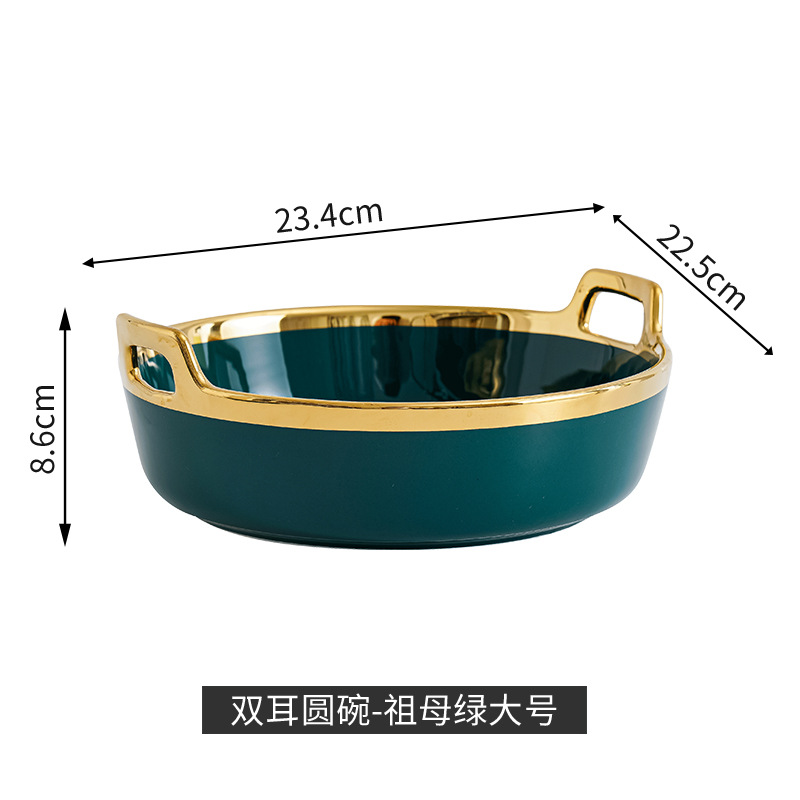 Nordic inswind cerámica de doble oreja tazón red doméstica lujo ligero Phnom Penh fruta tazón de ensalada tazón de cereales de yogur tazón de sopa