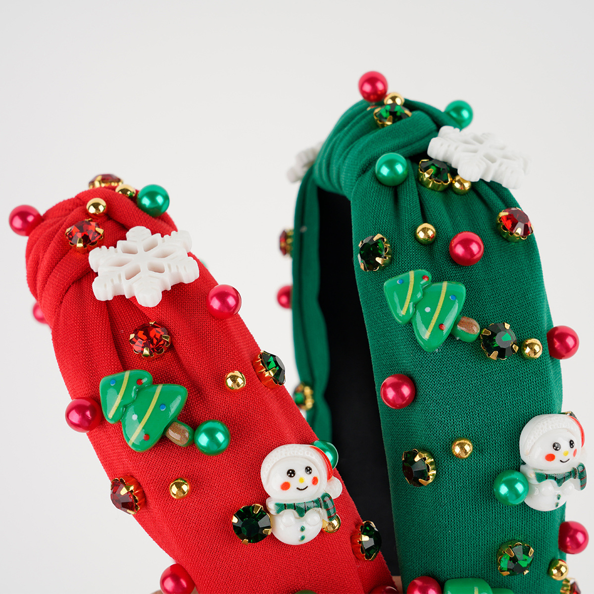 Kerst haarband met knoop versierd met strass en parels_voghion.com