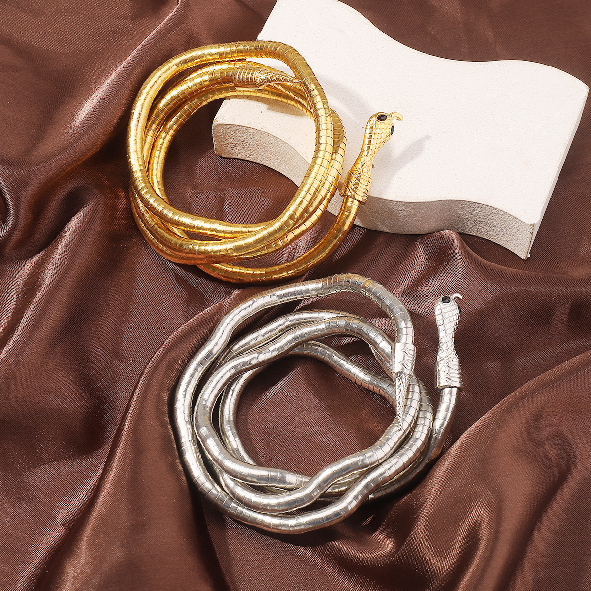 Personalised Wrapped Snake Necklace And Adjustable Bracelet Set_voghion.com