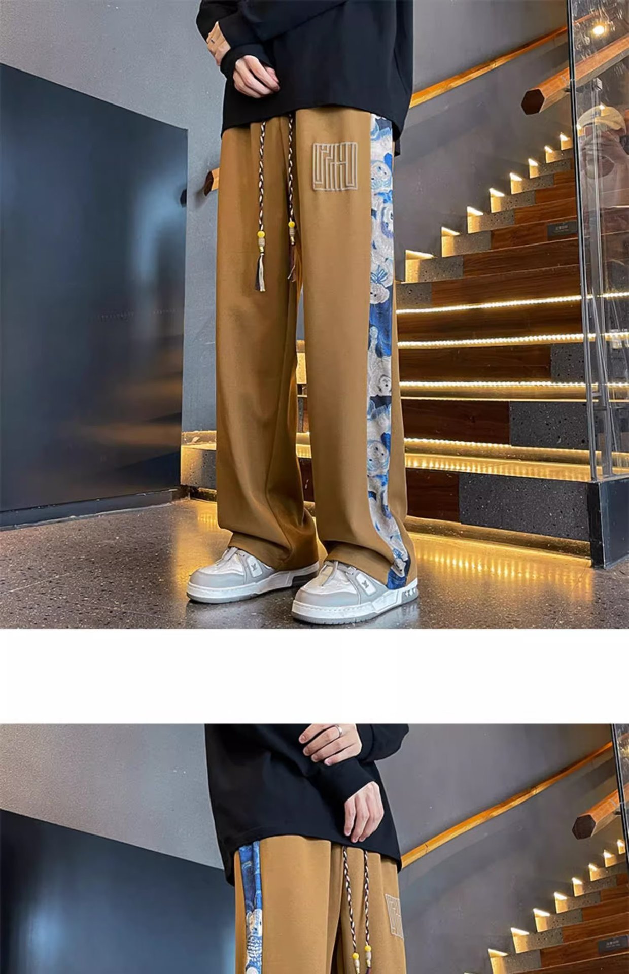 New Chinese style spring and autumn, new loose size men's wide straight leg sanitary pants, casual long pants for men_voghion.com