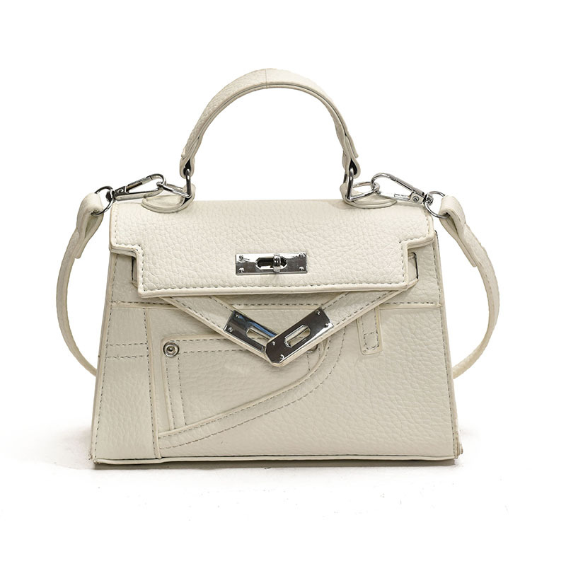 Bolso cuadrado pequeño Kelly portátil de moda de alta gama para mujer 2025 nuevo bolso de mensajero de un solo hombro con patrón de lichi de moda coreana