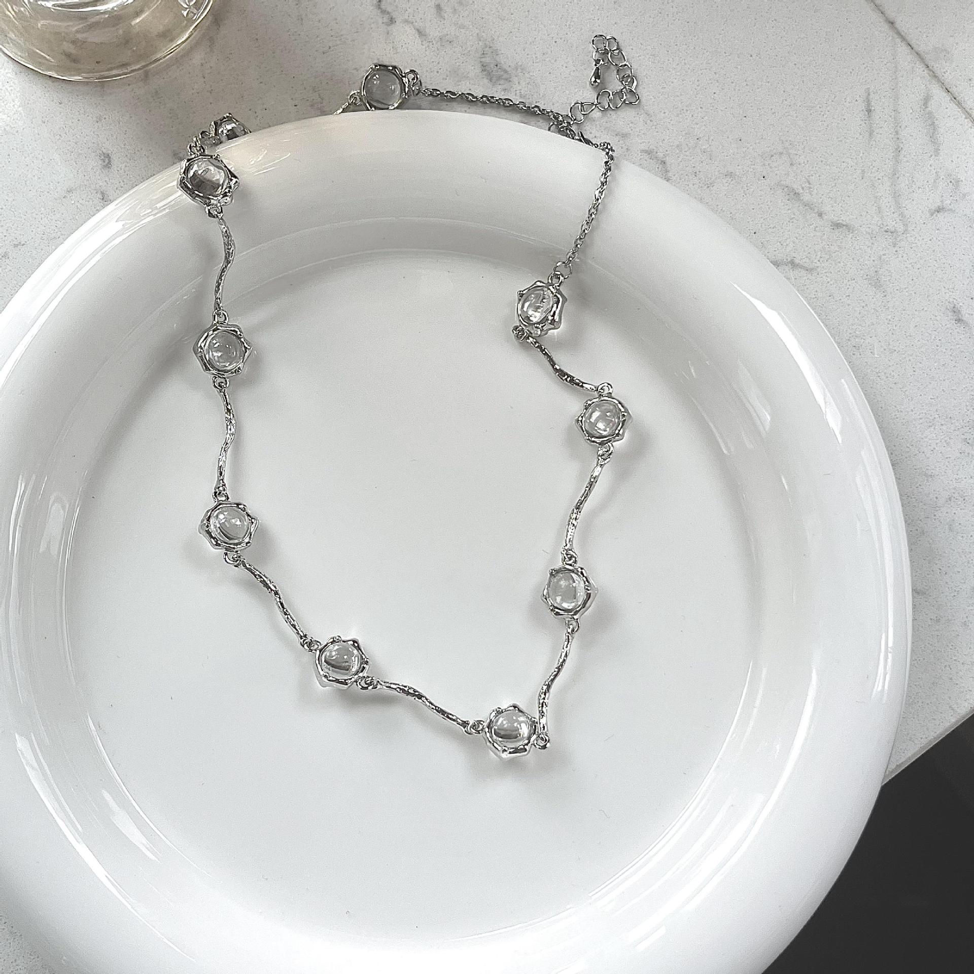 Fashion Solid Color Titanium Steel Choker Inlay Zircon Stainless Steel Necklaces