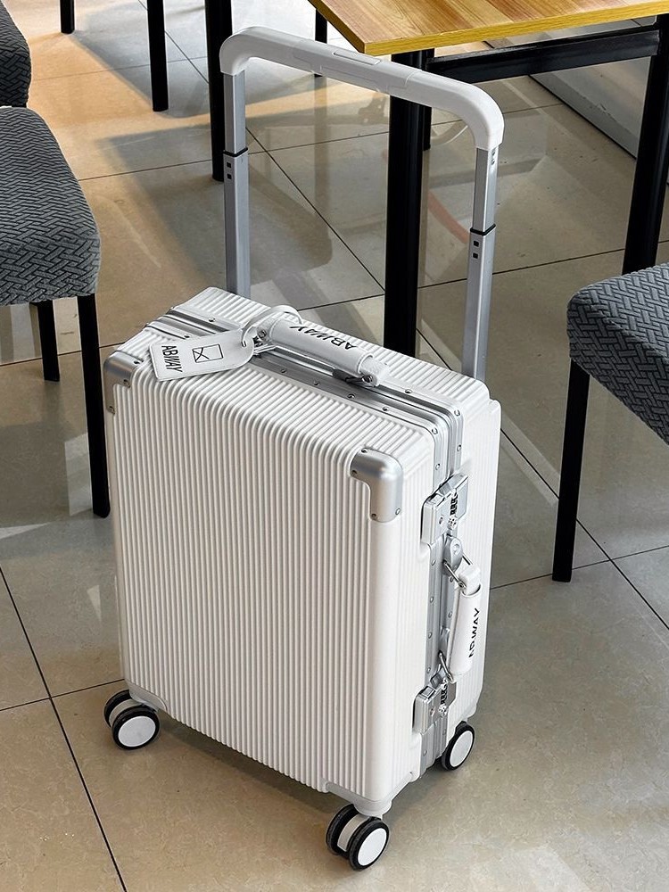 Maleta con marco de aluminio para mujer, equipaje de mano de 20 pulgadas con cerradura de contraseña y ruedas universales silenciosas, maleta con asa ancha para hombre, maleta para PC de 24 pulgadas.