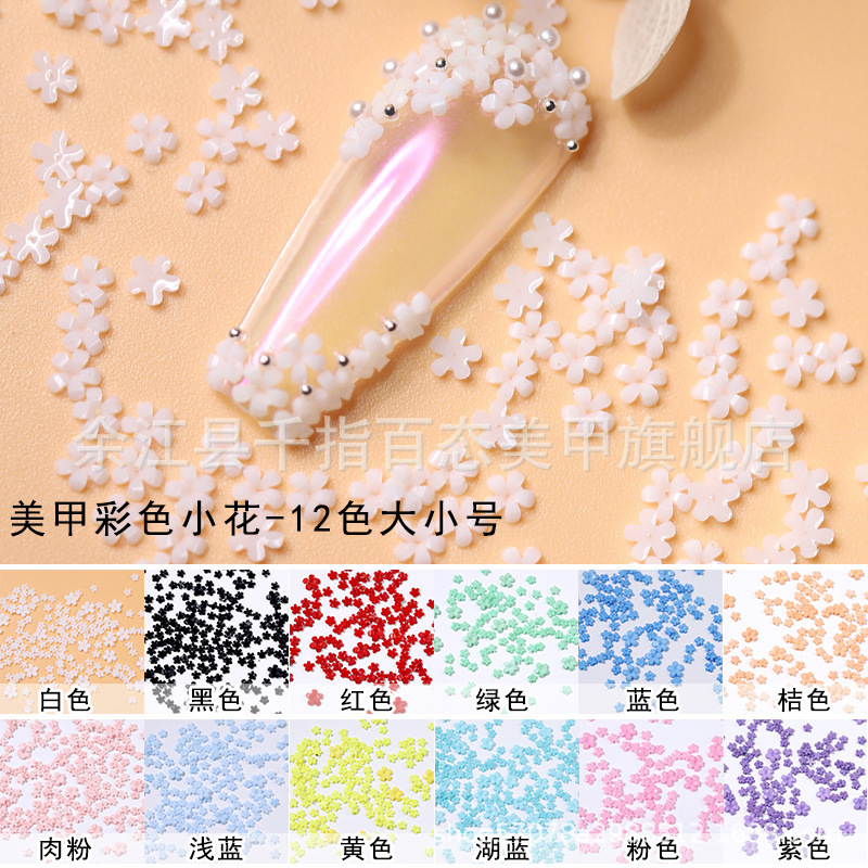 1000 Nail Art Beautiful Small Flower Network Red Nail Decoration Resin Drill Mini White Five-petal Flower
