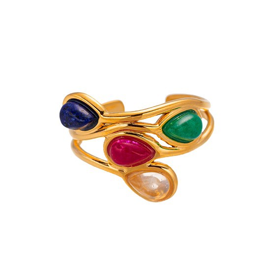 TENA Europa y América retro nicho español diseño de piedra natural anillo de mujer vintage corte joyas al por mayor