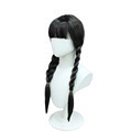 American Tv Series Wednesday Addams Family Cos Wig Female Black Twist Braid Cosplay Props Hair Silk Wholesale