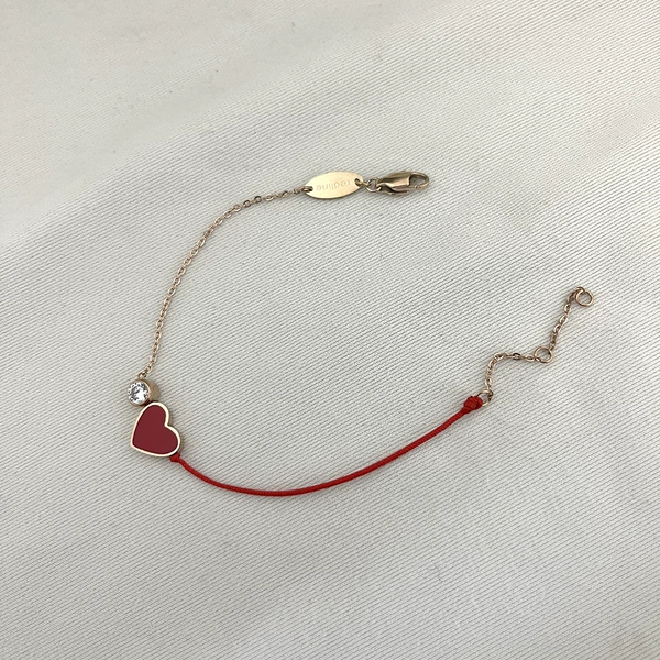 Golden red rope bracelet stainless steel, pink gold