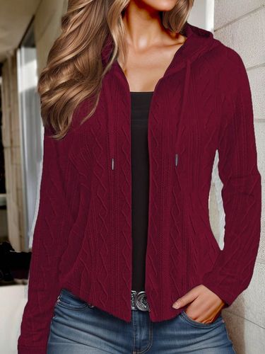 2025 Autumn/Winter Hooded Zip Pull Cord Long Sleeve Sport Shirt Casual Zip Jacket Outerwear