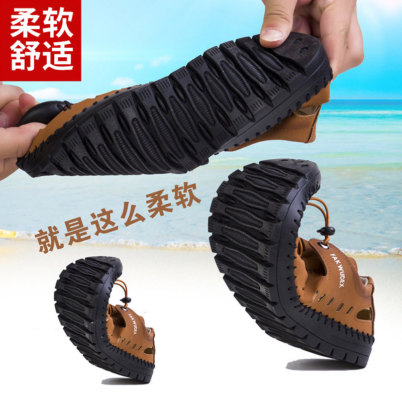 새로운 패션 샌들 도매 남성용 샌들 야외 발가락 신발 플랫 홀 중공 신발 통기성 부드러운 신발