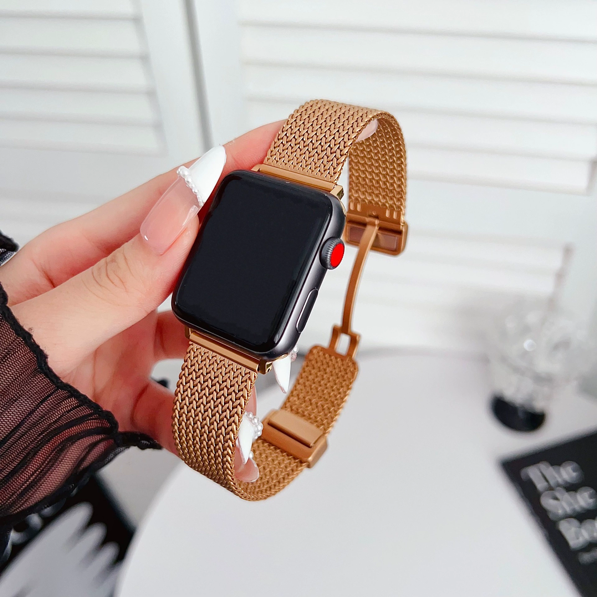 Подходит для iWatchs9/S10 Apple Watch Applewatch8 ремешок SE пшеничные зёрна металл ультра магнитное всасывание