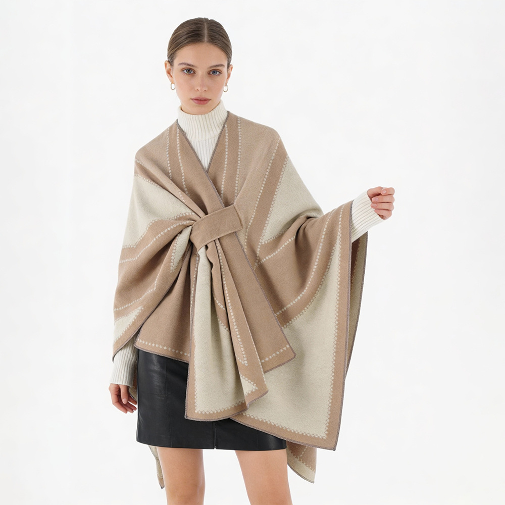 2025 otoño y invierno nuevo estilo coreano simple color combinado doble cara mantel caliente engrosado bufandas de cachemir para mujeres