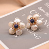 Advanced retro organic earrings from pearl handmade, high-quality style, flowered, European style, wholesale