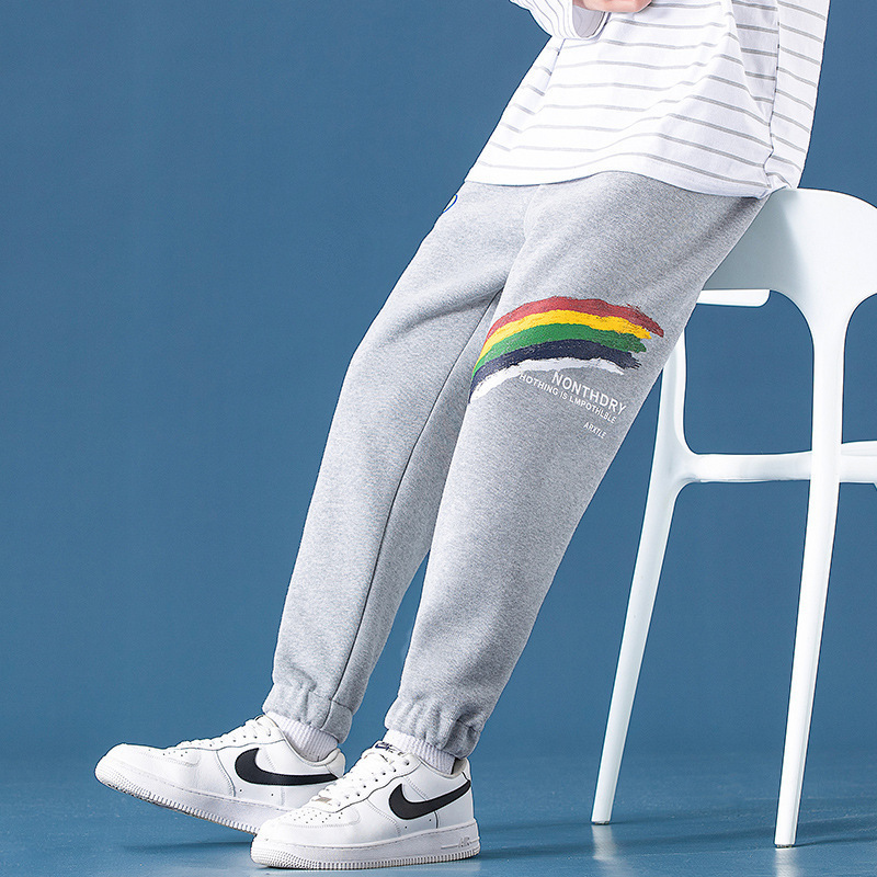 Rainbow Foot Pants Men's Fashionable Brand Loose Fashionable fleece-lined New Pants Autumn All-match Sports Casual Pants Trousers Rainbow Foot Pants Men's Fashionable Brand Loose Fashionable fleece-lined New Pants Autumn All-match Sports Casual Pants Trousers