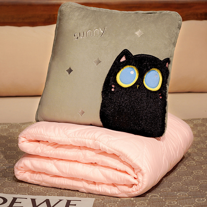 Almohada edredón de doble uso engrosada manta siesta de oficina almohada dos-en-uno plegable coche almohada lindo
