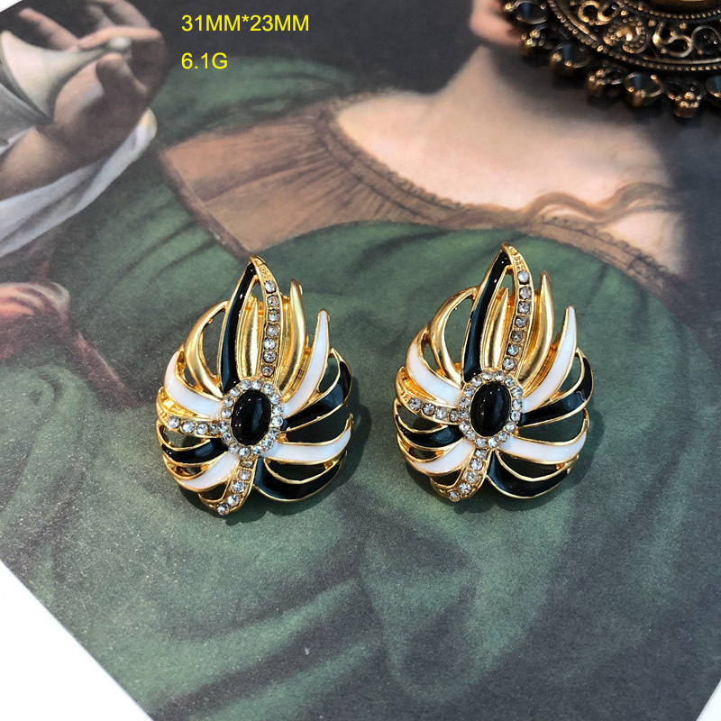 Daily Occasion Wholesale Jewelry Ethnic Style Color Block Alloy Rhinestones Gold Plated Enamel Plating Inlay Earrings Brooches