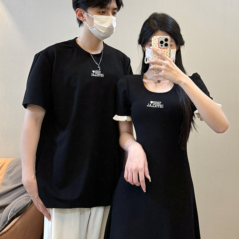 2024 Summer New Couple Clothing Niche French Gentle Waist Stitching Lace Women's Short-sleeved dress 2024 Summer New Couple Clothing Niche French Gentle Waist Stitching Lace Women's Short-sleeved dress