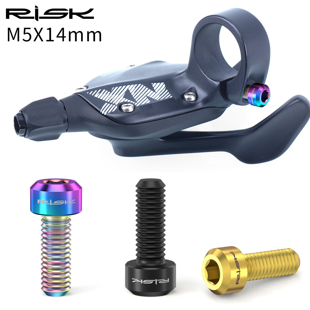 RISK M5x14mm mountain bike variable speed finger fixed titanium alloy colorful color screw bolt