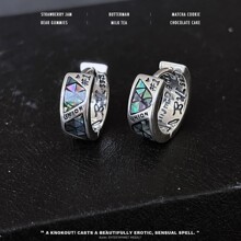 S925银彩贝几何涂鸦图腾耳扣耳环女小众设计流苏精致独特