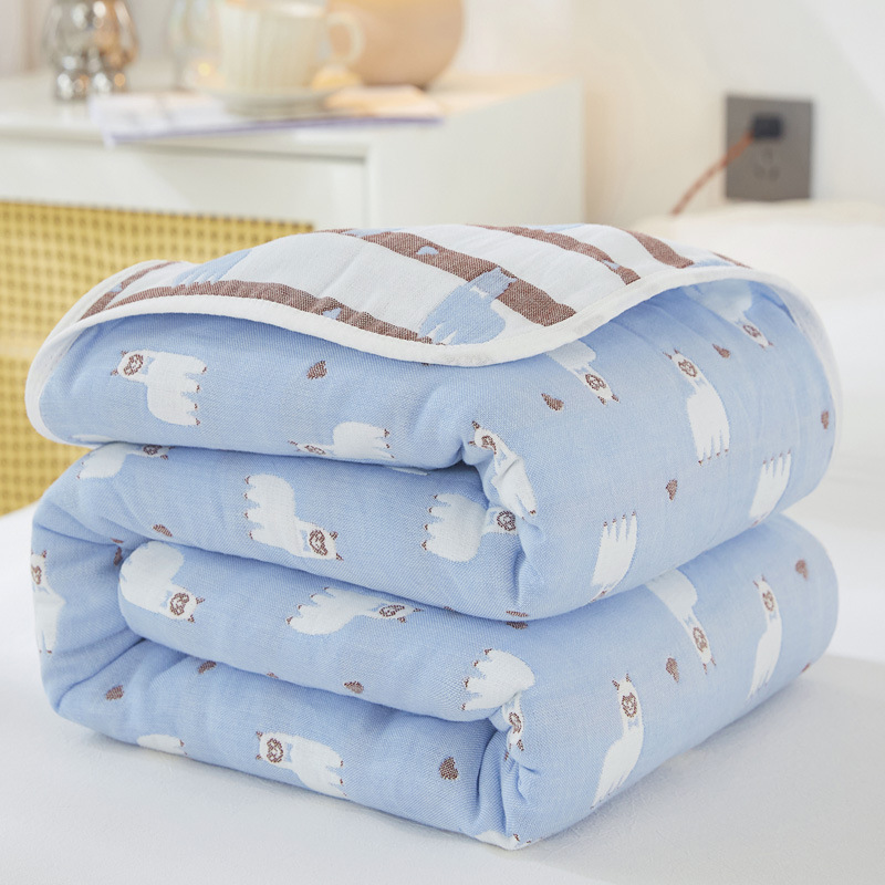 (Alpaca Blue) / 90x 100cm "cotton 6 layer yarn" baby