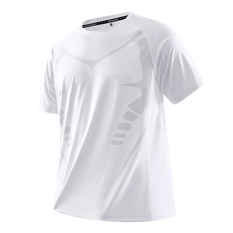 Schnelltrocknendes Sport-Set aus Eisseide für Herren, dünnes Sommer-T-Shirt mit Rundhalsausschnitt und kurzen Ärmeln sowie Shorts, Fitness- und Laufset in Übergrößen_voghion.com