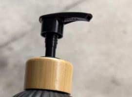 Botella de vidrio tipo Boston blanco/negro con bomba de bambú, para gel de baño o jabón de manos, recargable, venta en Amazon transfronterizo