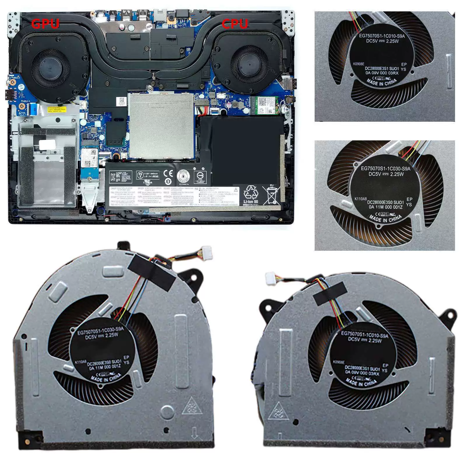 Подходит для Y540-15IRH 81SX, Y540-15IRH-PG0 81SY вентиляторы GTX1050/1060