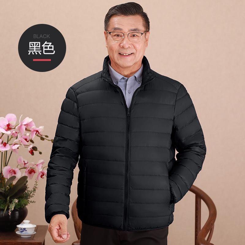 Invierno transfronterizo chaqueta de plumón ligera delgada joven hombre de mediana edad padre vestido de abrigo frío y grueso