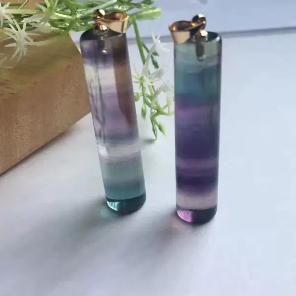 Natural Multicolor Fluorite Round Column Pendant, Fluorite Pendant Manufacturer Supplies DIY Accessories
