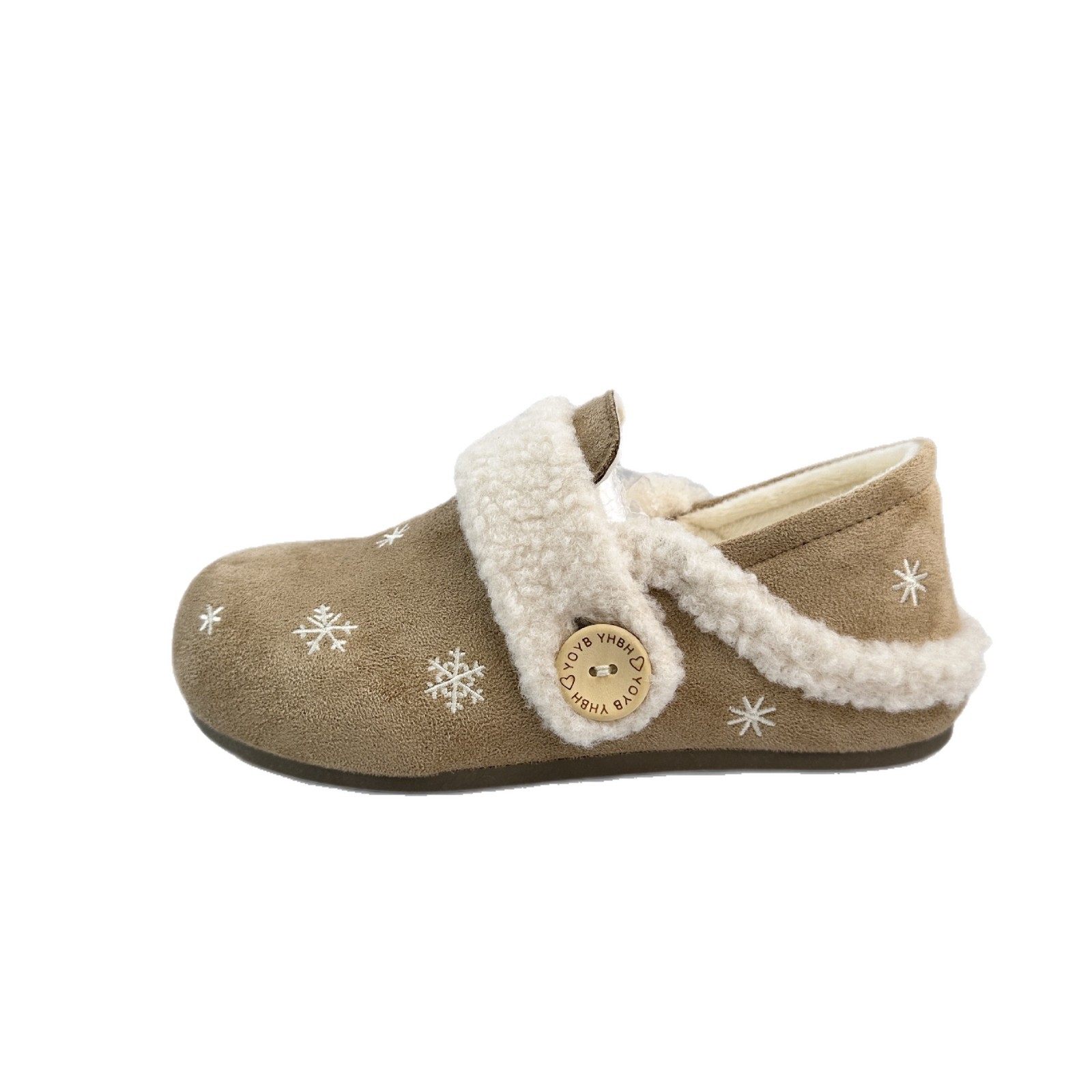 Farwave todo incluido botones de botón de fondo suave para mujeres 2025 invierno nuevo terciopelo calentamiento retro zapatos de algodón hebilla