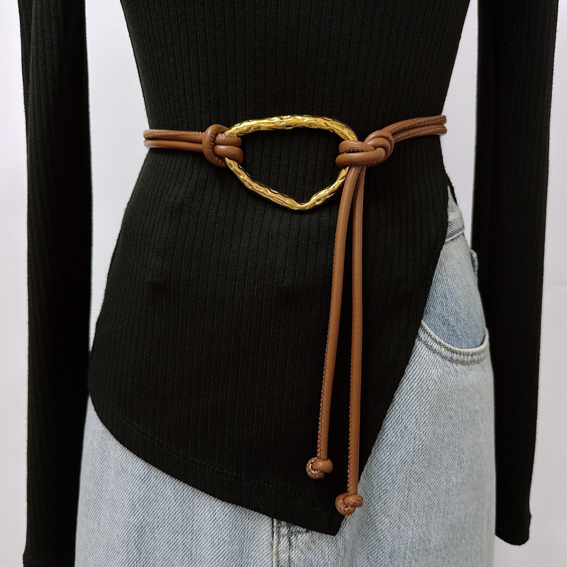 Cinturón de cordón de moda retro cinturón de mujer cinturón de decoración abrigo vestido cinturón de cuero casual cinturón de cintura de estilo europeo y americano