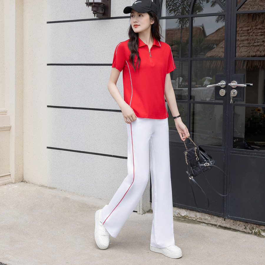 2025 Spring and Autumn White Sports Pants for Women, Long Thin Pants for Square Dancing, Aerobics, Hiking, Slightly Flared, Loose School Pants