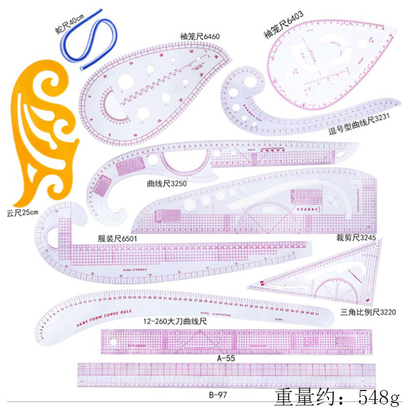 Diseño de ropa Regla de fabricación de patrones Regla de patrones Regla de patchwork Regla de corte Regla de corte Regla de arco Regla suave Regla de coser