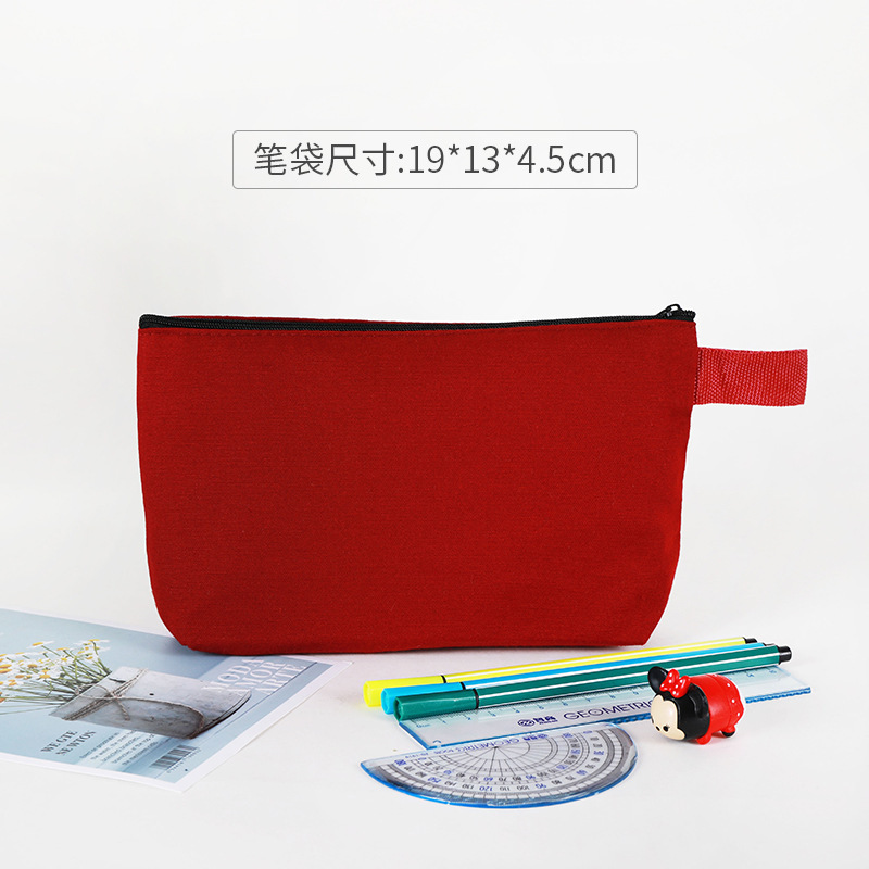 キャンバスペンバッグカスタムロゴ女性クロスボーダーアマゾンジッパー旅行化粧品バッグ肥厚文具収納袋卸売|undefined