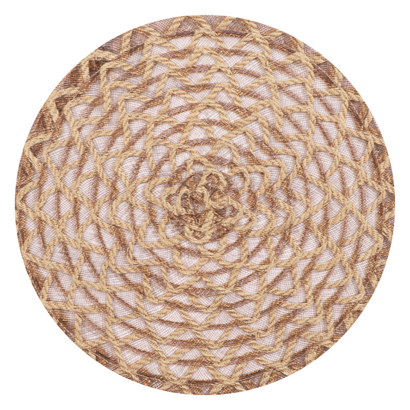 Venta caliente de yute trenzado disco de mesa almohadilla aislante térmico decoración de mesa de comedor occidental almohadilla resistente a altas temperaturas a prueba de quemaduras
